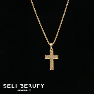 #14. Gold cross pendant necklace