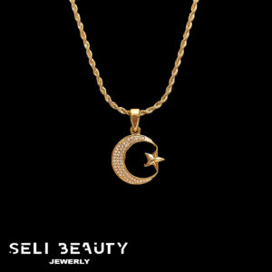 #15. Gold moon star pendant necklace.