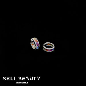 #9. Sterling Silver Rainbow hoops earrings
